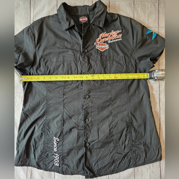 Harley-Davidson Bahamas Patch Women’s Size Large Shirt Black Cotton Button - Picture 8 of 9